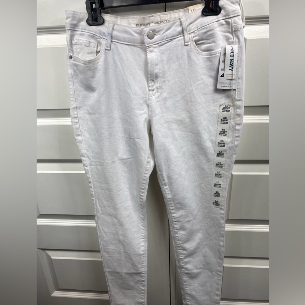 OLD NAVY Jeans Rockstar Super Skinny Lycra Stretch Sculpt White 10 Short Women